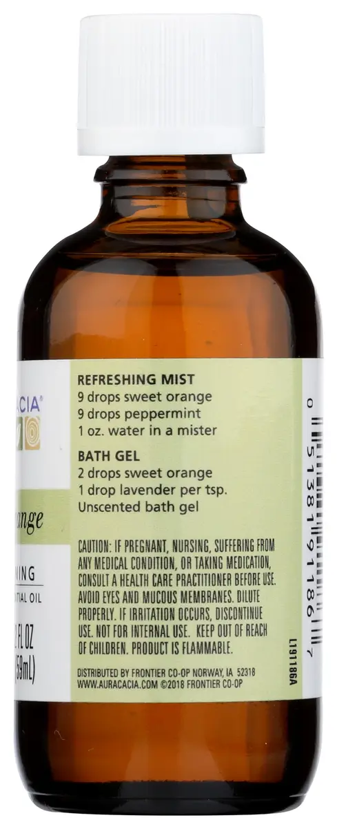 Aura Cacia Cheering Sweet Orange Essential Oil 2 Fl Oz | Uplifting Citrus Aroma for Mood & Diffusing - view 7