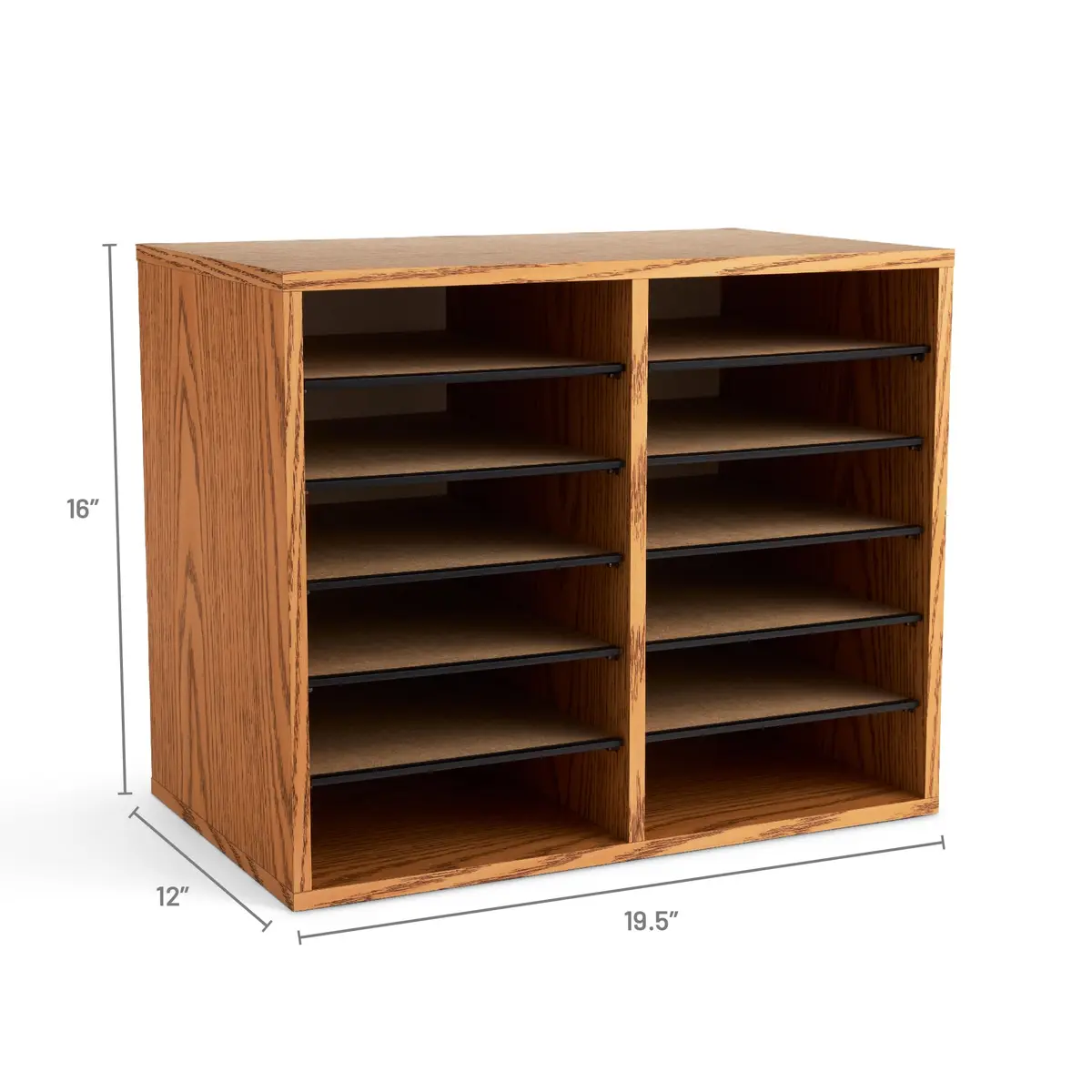 Safco Literature Organizer 12 Compartments | Adjustable Wooden Desk Storage for Office & Classroom - view 5