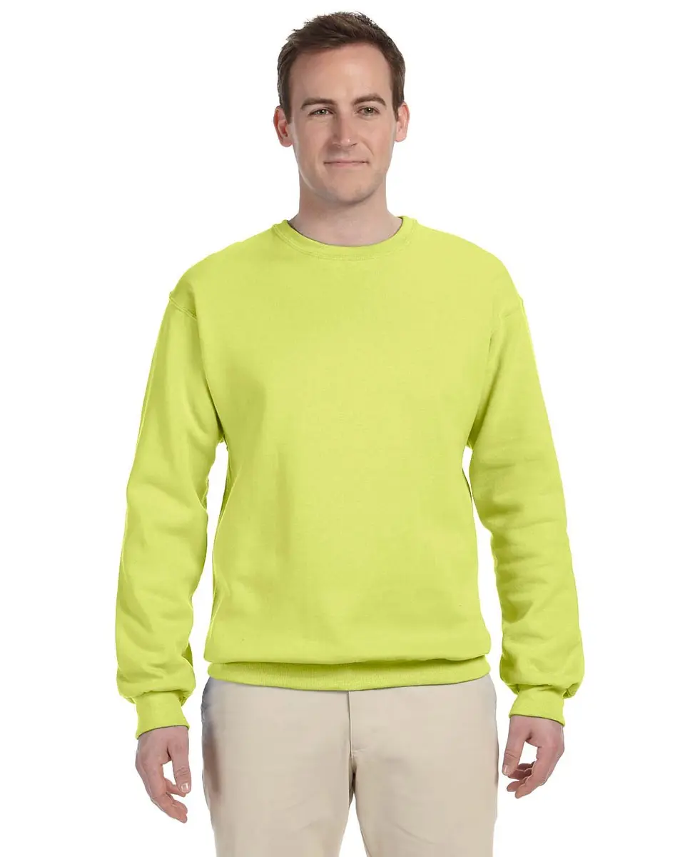 Jerzees Men's Crewneck Sweatshirt Safety Green Large | 247 g (8.7 oz) Fleece, USA Import - main product image