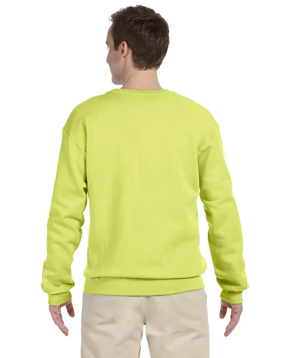 Jerzees Men's Crewneck Sweatshirt Safety Green Large | 247 g (8.7 oz) Fleece, USA Import - view 2