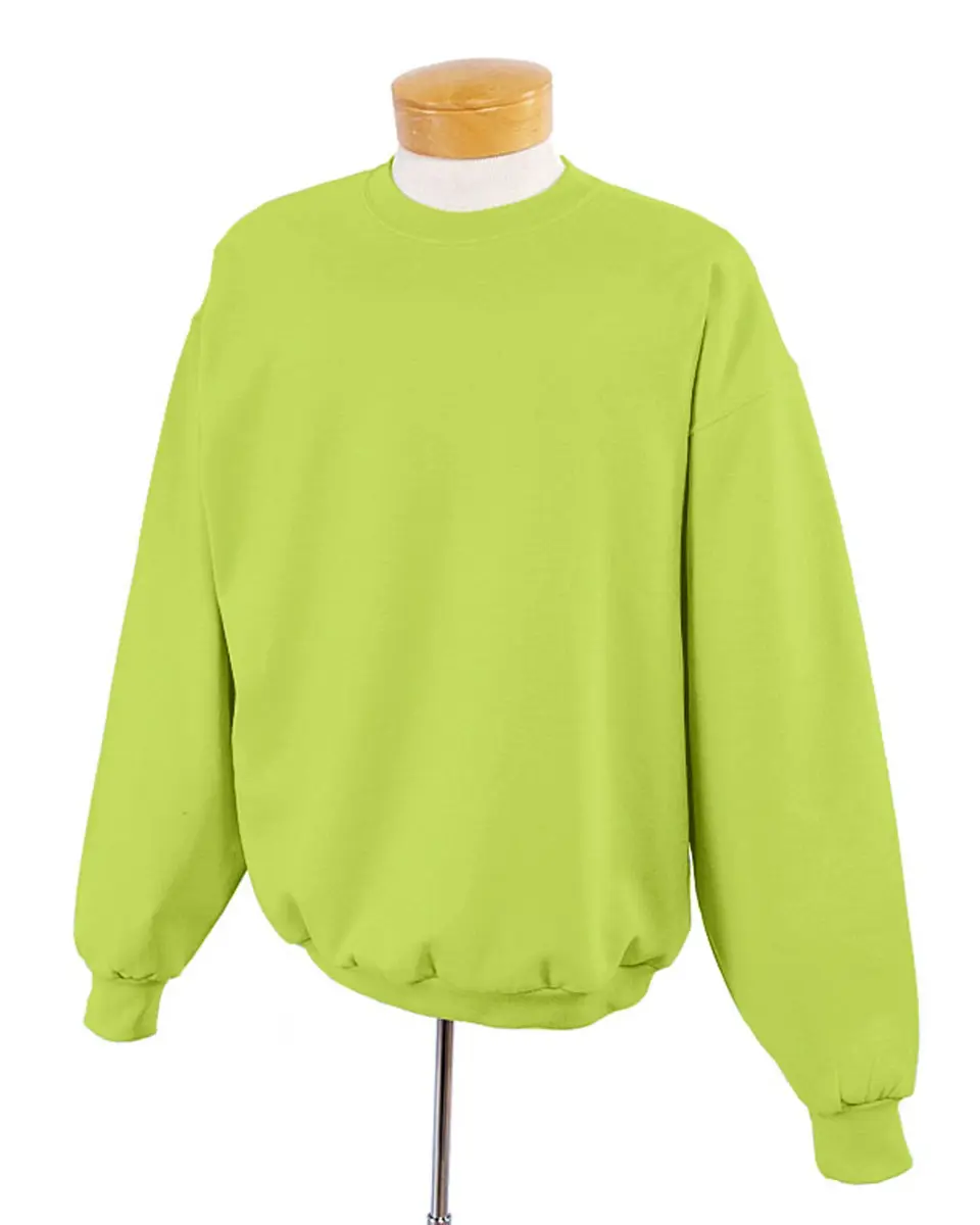 Jerzees Men's Crewneck Sweatshirt Safety Green Large | 247 g (8.7 oz) Fleece, USA Import - view 3