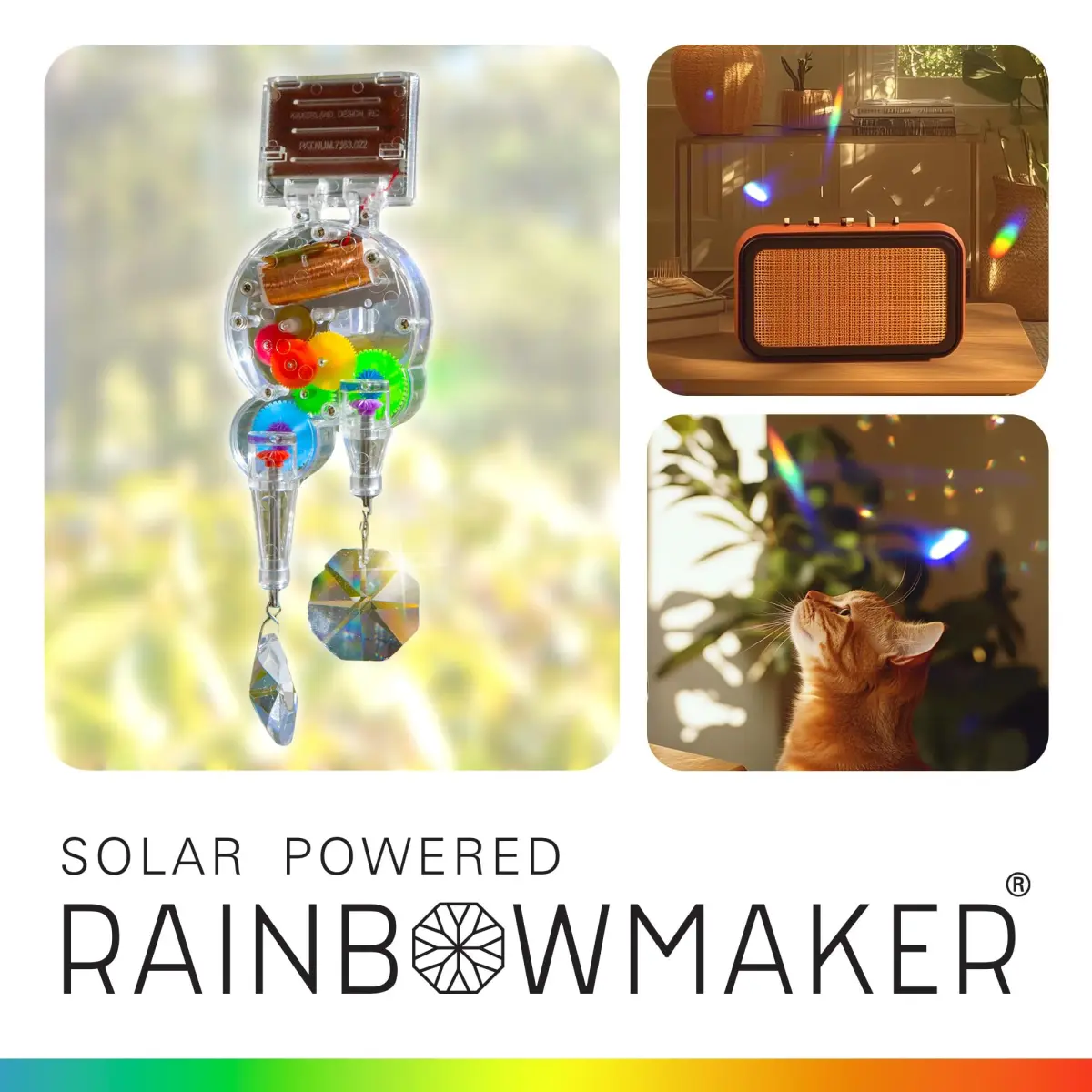 Kikkerland Solar Powered Rainbow Maker Prism Suncatcher 7 inches (17.78 cm) | Refracts Sunlight into Rainbows - view 2