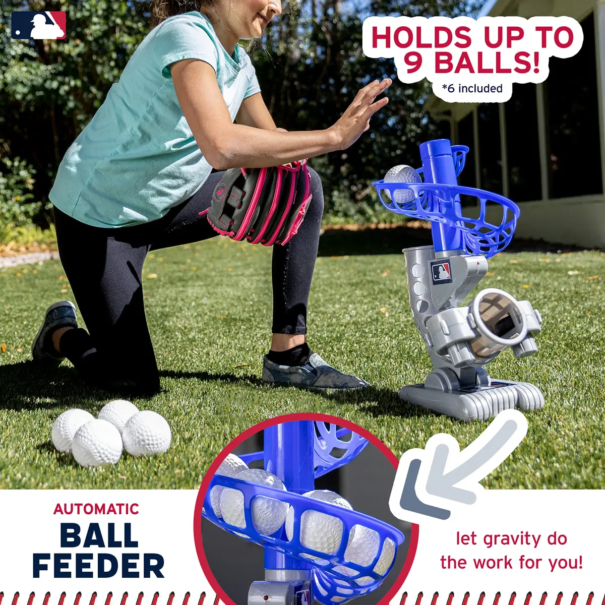 Franklin Sports MLB Pitching Machine with 6 Aero-Strike Balls | Adjustable Height & Angle - view 5
