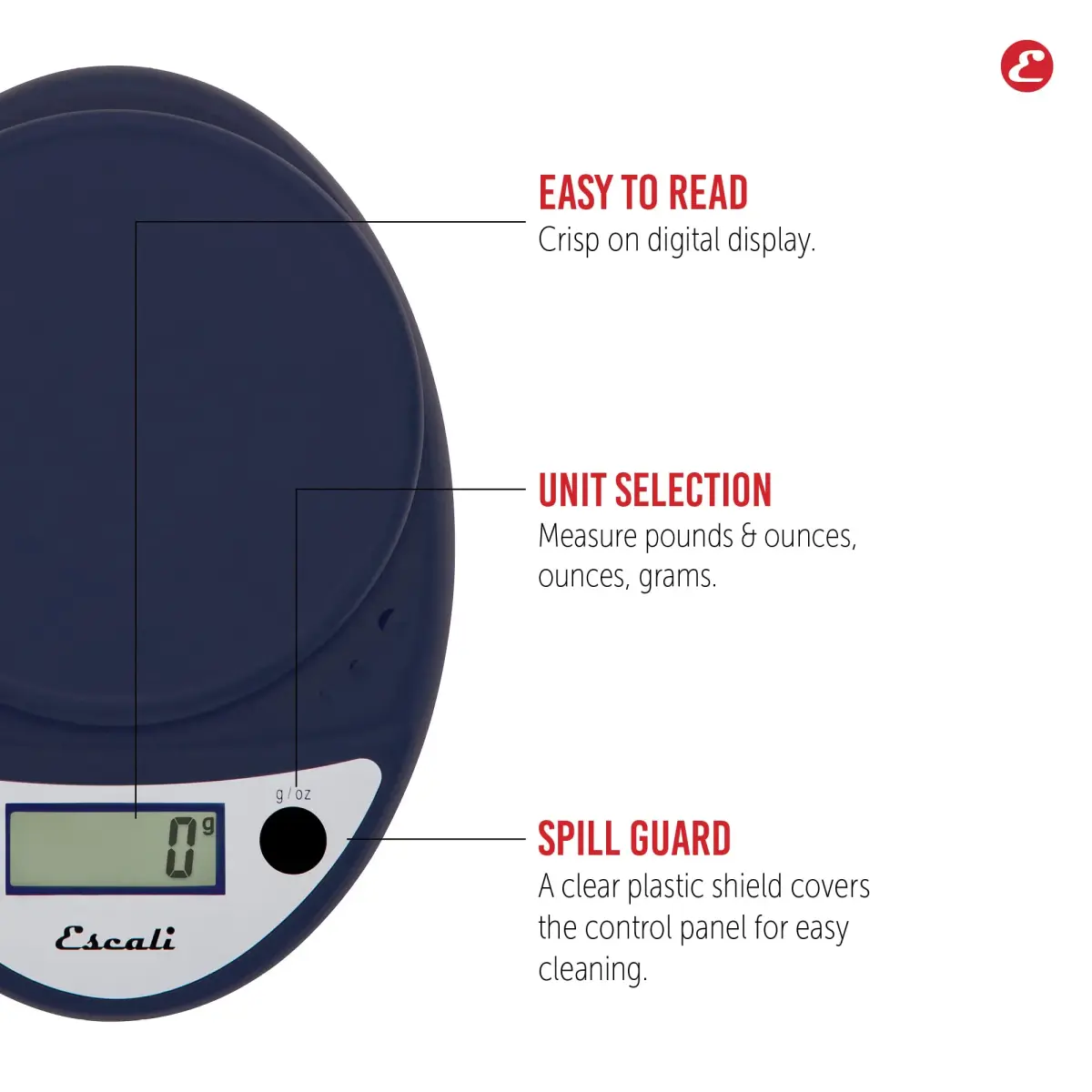 Escali Primo Digital Kitchen Scale with Tare Function & LCD Display, 5000g (11 lb) Capacity | Precise Portion Control for Baking - view 3