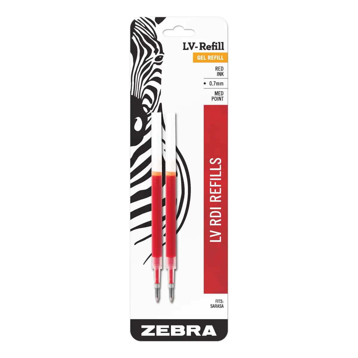 Zebra Pen SARASA Retractable Gel Refill, Red Ink, 0.7mm, 2-Pack | Smooth Ink Flow for Students & Office - main product image