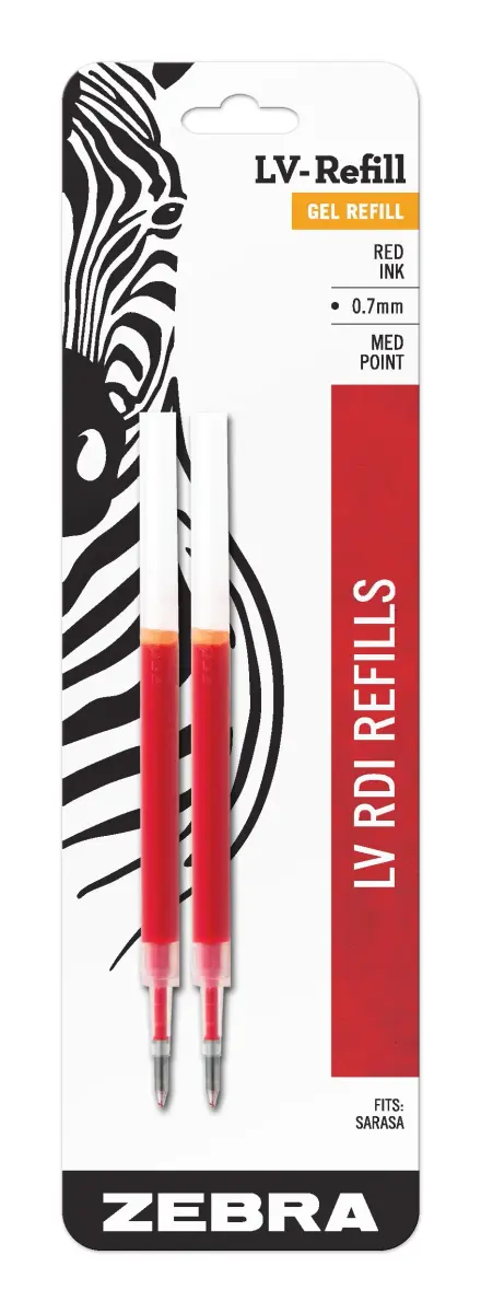 Zebra Pen SARASA Retractable Gel Refill, Red Ink, 0.7mm, 2-Pack | Smooth Ink Flow for Students & Office - main product image