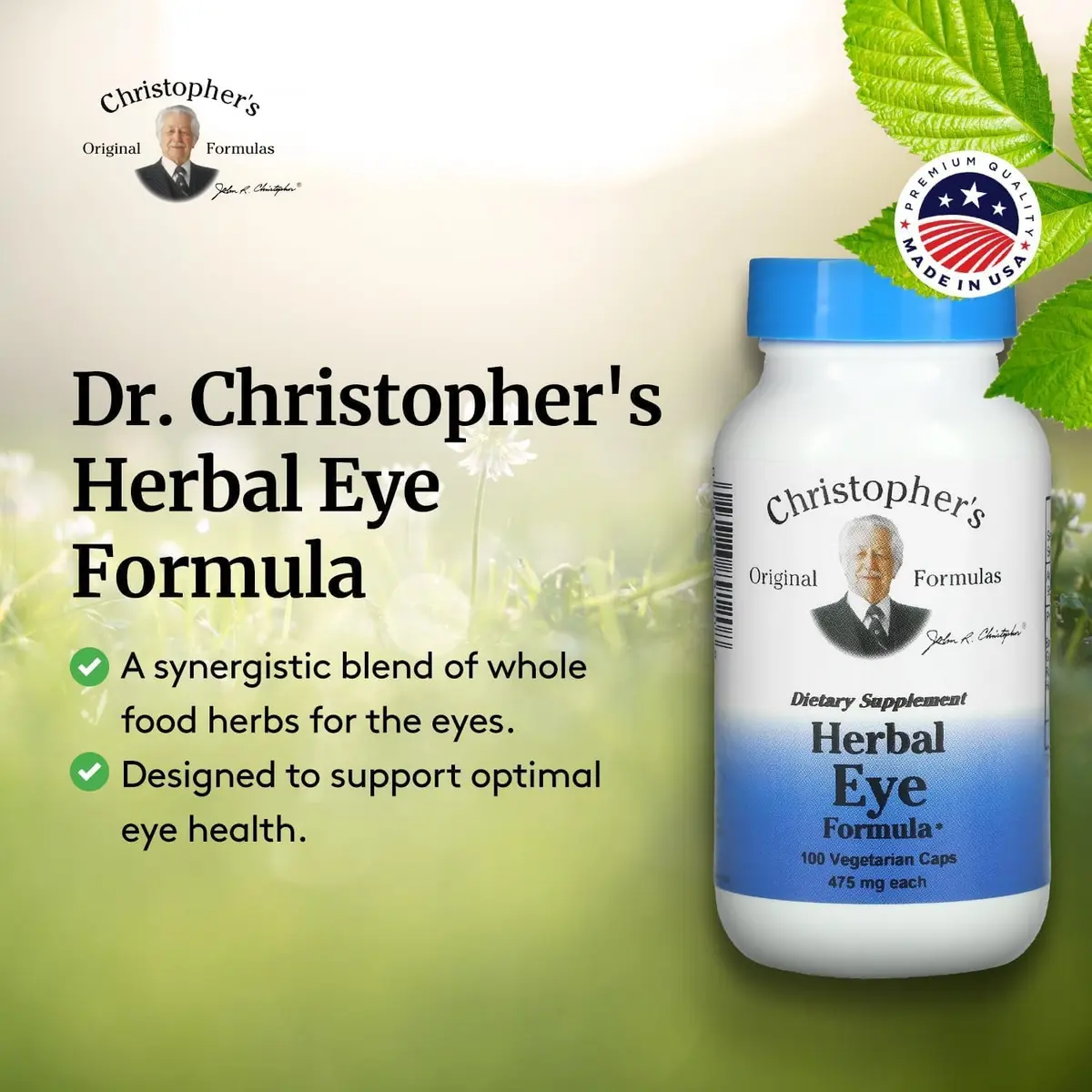 Christopher's Original Formulas Herbal Eye Formula - Eye Vitamins for Sight Care - Natural Eye Support Supplement with Whole Food Herbs for Optimal Visual Acuity - view 4