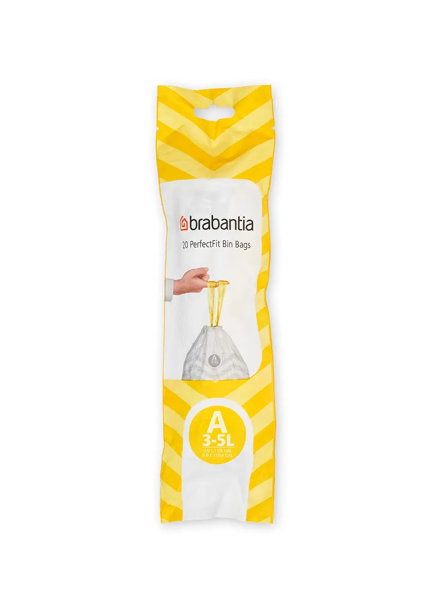 Brabantia PerfectFit Trash Bags 0.8 Gallon | Extra Strong Plastic Bin Liners with Tie Tape Handles - main product image