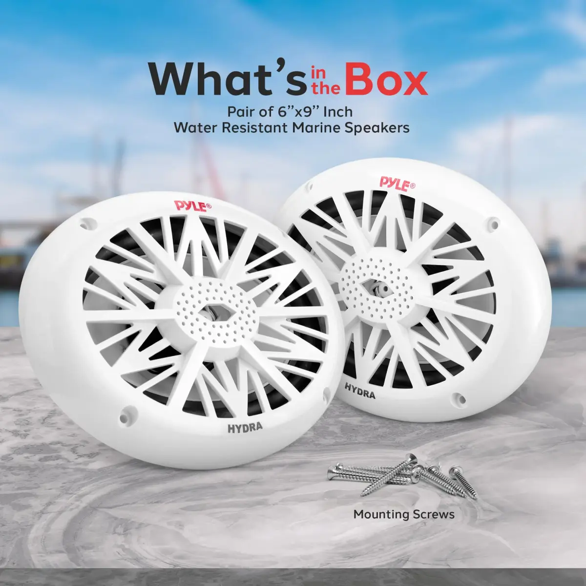 Pyle 6x9 Inch Dual Marine Speakers - 2 Way Waterproof 260 Watt (Pair, White) | 156 mm x 229 mm (6x9 Inch) Speakers - view 7