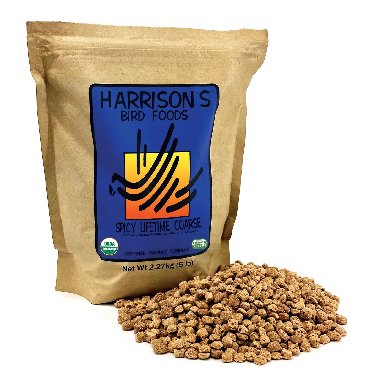 Harrison's Bird Foods Spicy Lifetime Coarse 2.27 kg (5 lb) | Certified Organic Non-GMO Parrot Food - main product image
