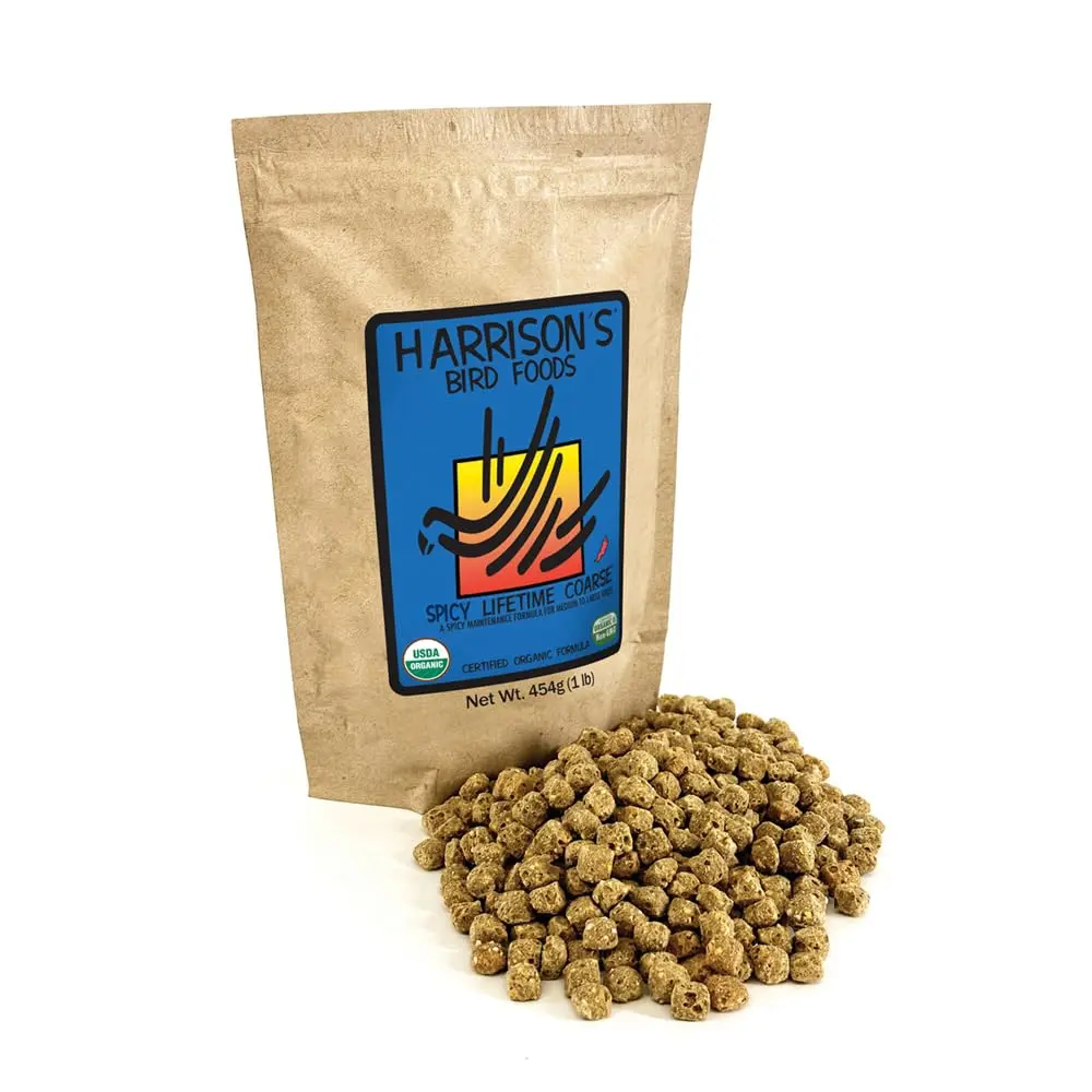 Harrison's Bird Foods Spicy Lifetime Coarse Organic Non-GMO 1lb (454g) | Certified Organic Bird Food for Medium-Large Parrots - main product image