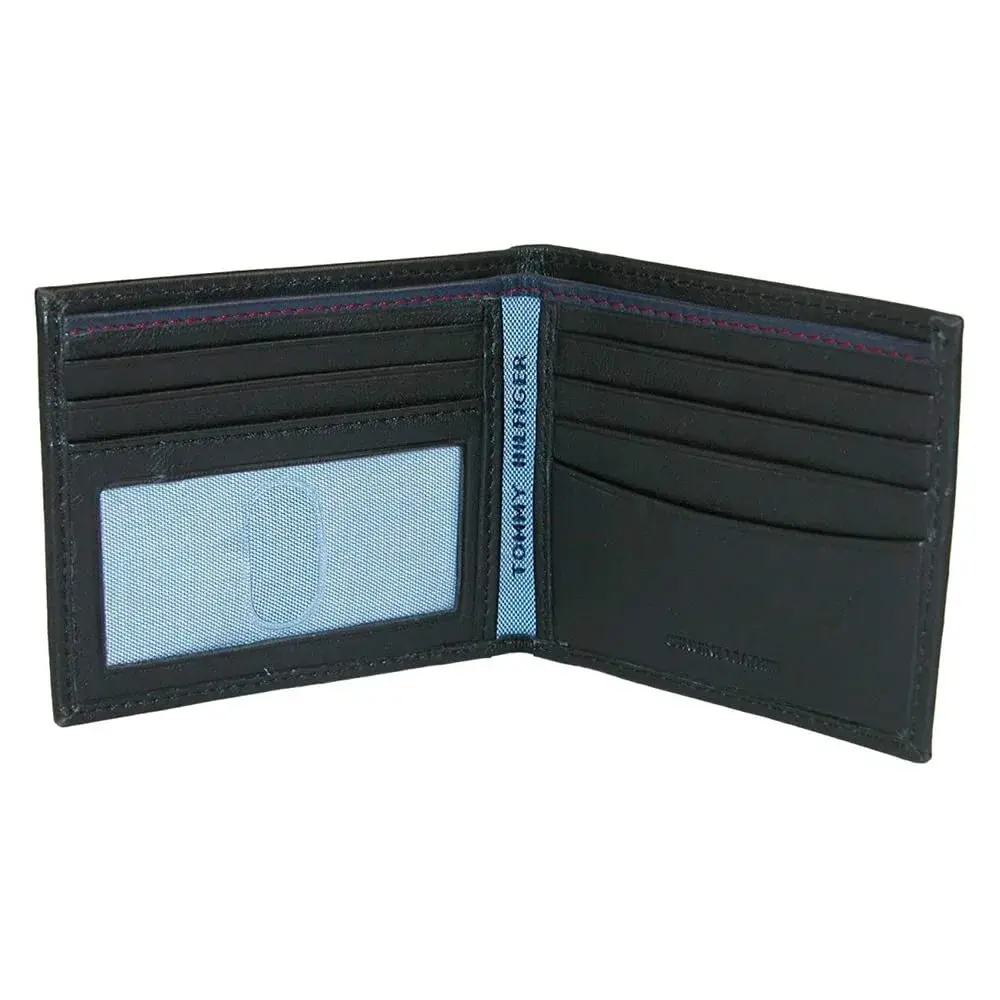 Tommy Hilfiger Men's Slim Bifold Leather Wallet with Removable ID Window | Dark Black, 13.6cm (5.3in) - view 2