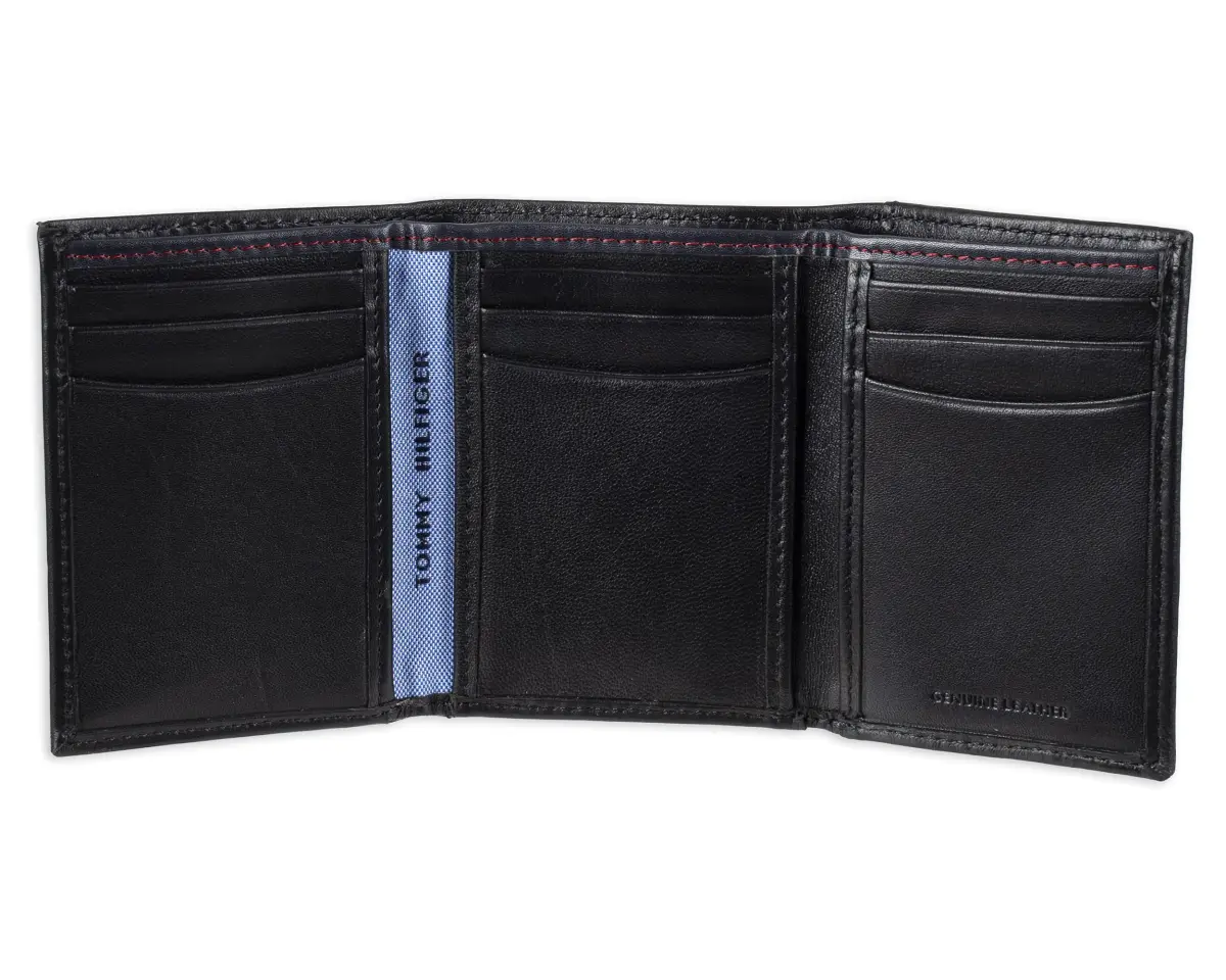 Tommy Hilfiger Men's Leather Trifold Wallet Oxford Black | Genuine Leather, 9+ Card Slots - view 5