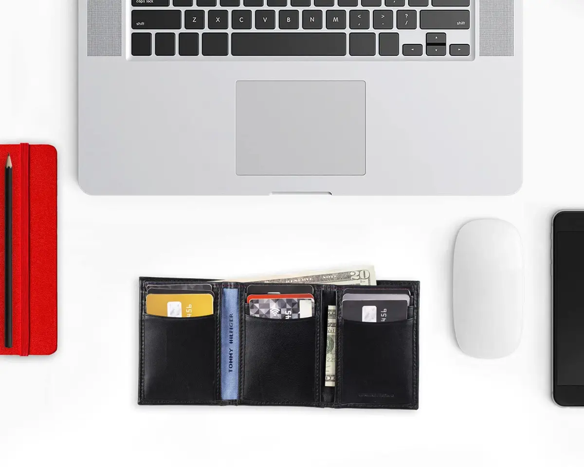 Tommy Hilfiger Men's Leather Trifold Wallet Oxford Black | Genuine Leather, 9+ Card Slots - view 7