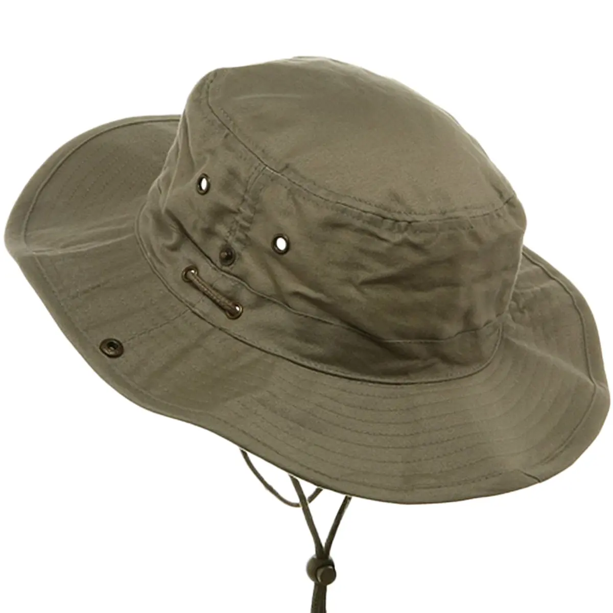 Mega Cap Khaki Aussie Fishing Hat Medium | Wide Brim with Chin Cord & Side Snaps - view 3