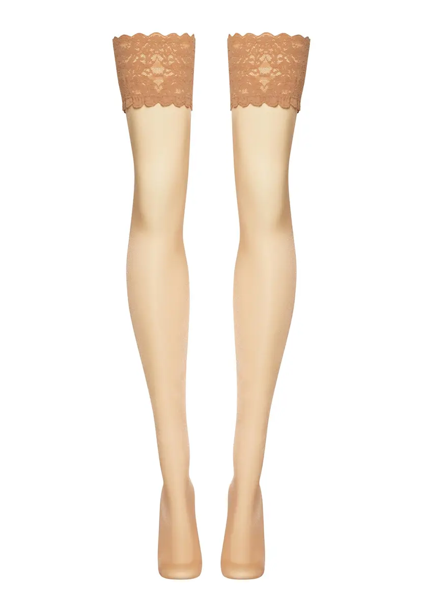 Wolford Satin Touch 20 Stay-Up Thigh Highs | Feminine Sheer Hosiery with Floral Lace (X-Small, Gobi) - view 4