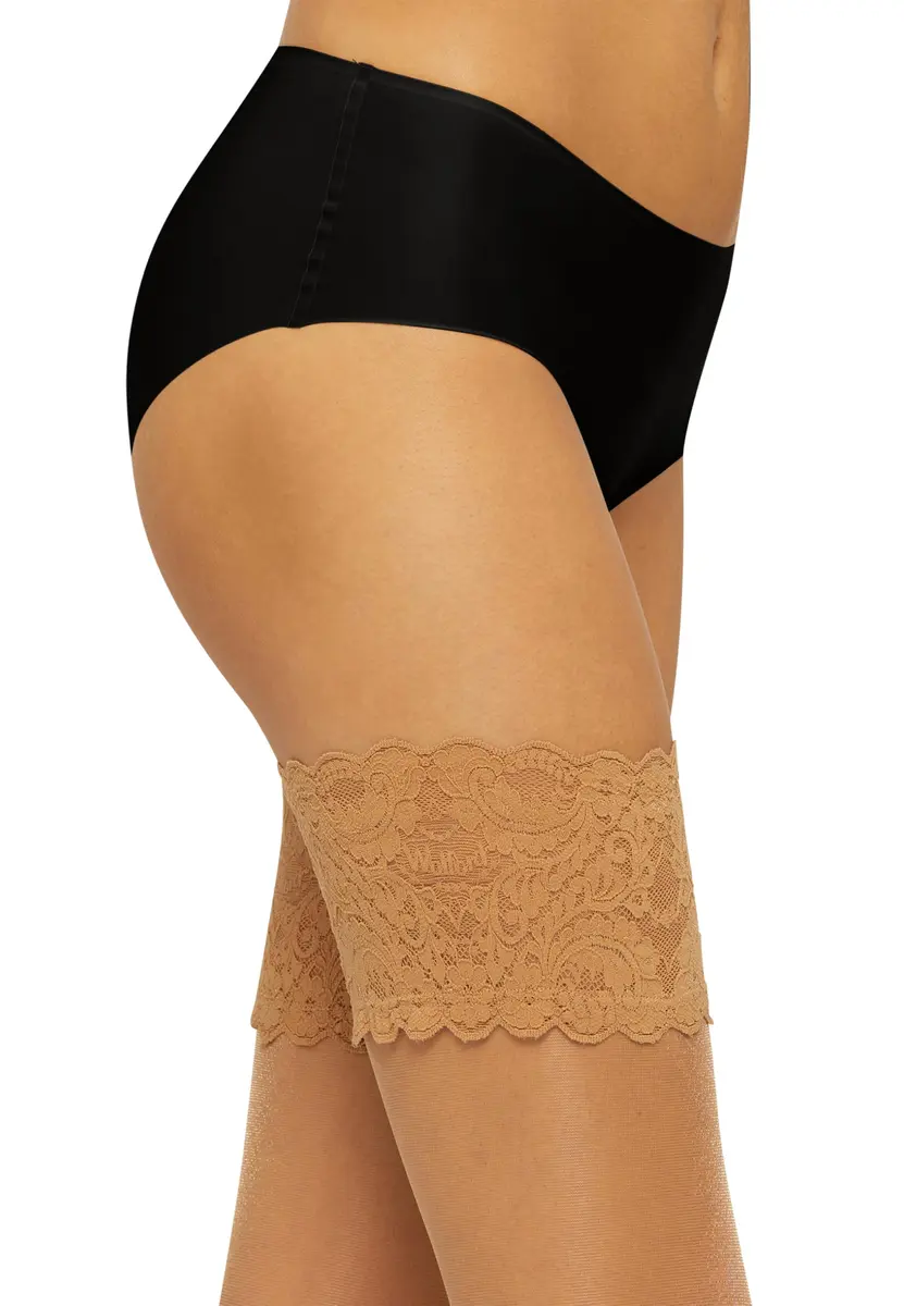 Wolford Satin Touch 20 Stay-Up Thigh Highs | Feminine Sheer Hosiery with Floral Lace (X-Small, Gobi) - view 3