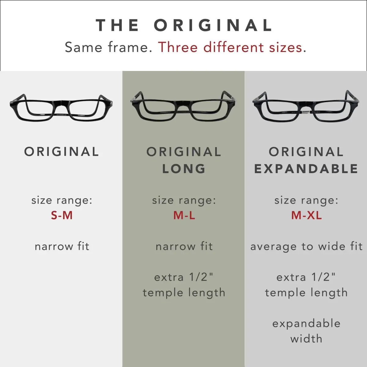 Clic Magnetic Reading Glasses Original Long M-L Tortoise 203mm (8 inches) | Front Connect Design - view 5