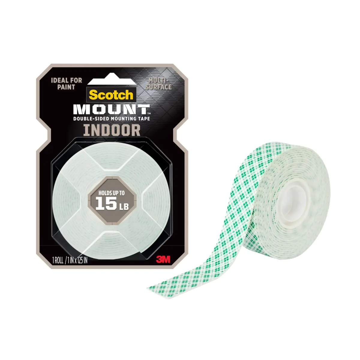 Scotch-Mount White Double-Sided Mounting Tape 1 in x 125 in (25.4 mm x 3.175 m) | Holds Up to 15 lb - main product image