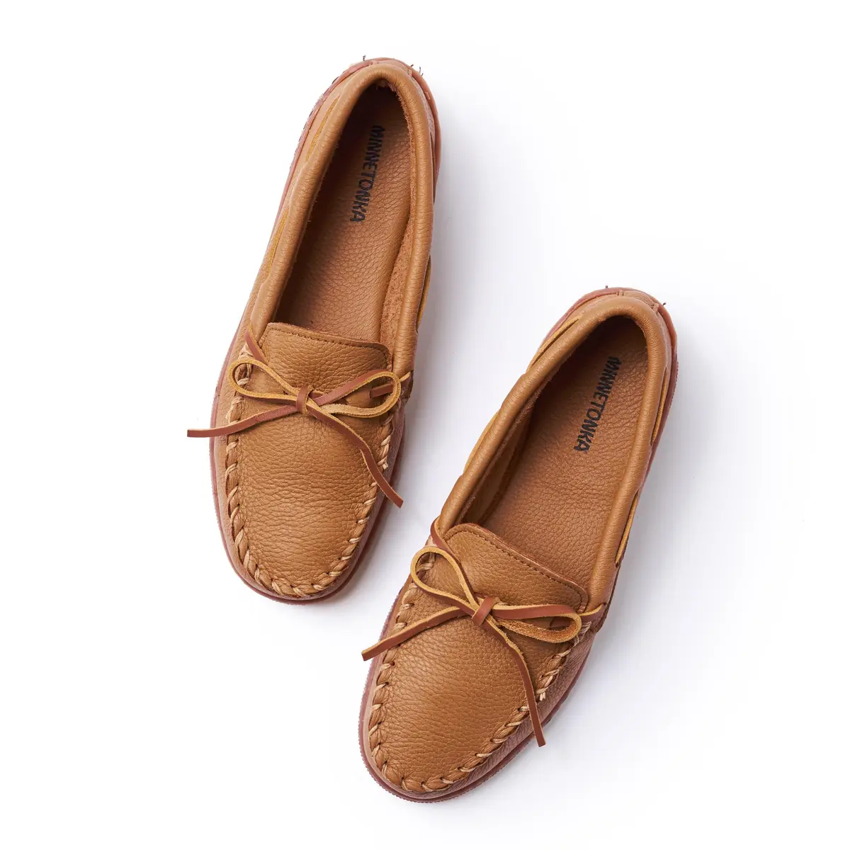 Minnetonka Men's Moosehide Classic Moccasin Natural 8 M US | Durable Leather Loafers for Men - view 2