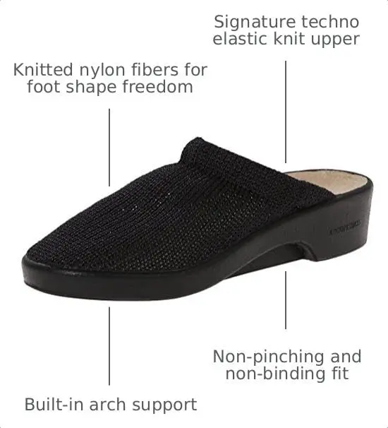 Arcopedico Women's Light Black Clog Shoe 6.5 M US | Signature Techno Elastic Knit Comfort - view 3