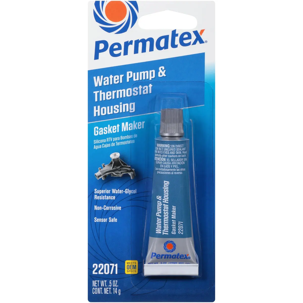 Permatex Water Pump & Thermostat RTV Silicone Gasket 0.5 oz. | Blue, Pack of 6 | Sensor-safe, high-temp resistant - main product image