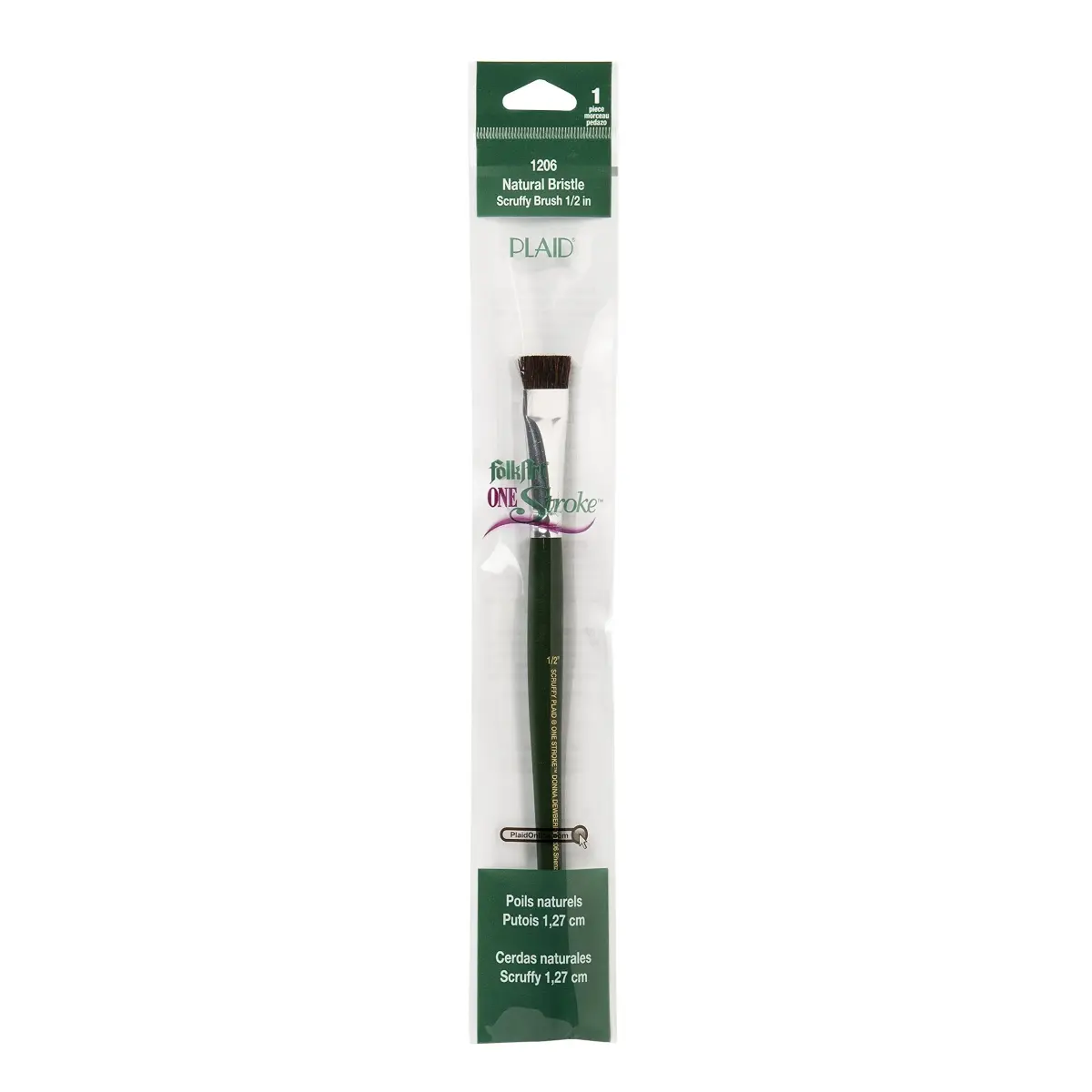 FolkArt Donna Dewberry 1/2 Inch Scruffy One-Stroke Brush | Natural Bristle for Texture & Shading - main product image