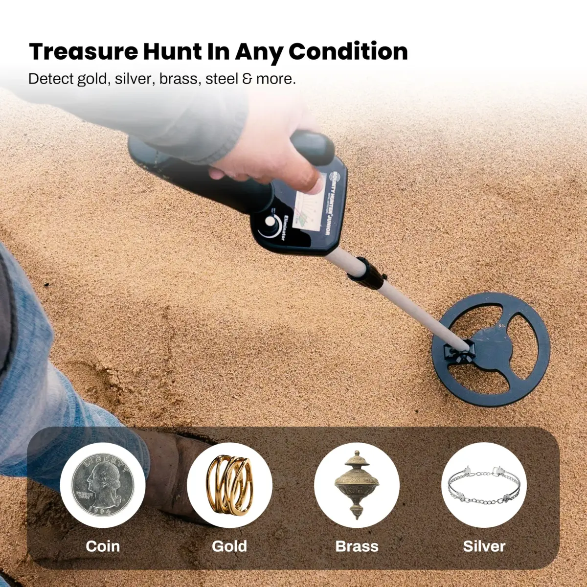 Bounty Hunter Junior Metal Detector for Kids | 15.2 cm (6") Coil, 22"-31.5" Adjustable Length - view 3
