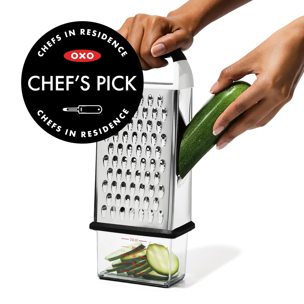 OXO Good Grips 4-Sided Box Grater with Container, Stainless Steel, Black | Grates Cheese & Vegetables - view 2