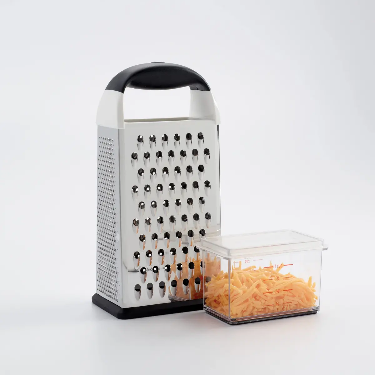 OXO Good Grips 4-Sided Box Grater with Container, Stainless Steel, Black | Grates Cheese & Vegetables - view 4