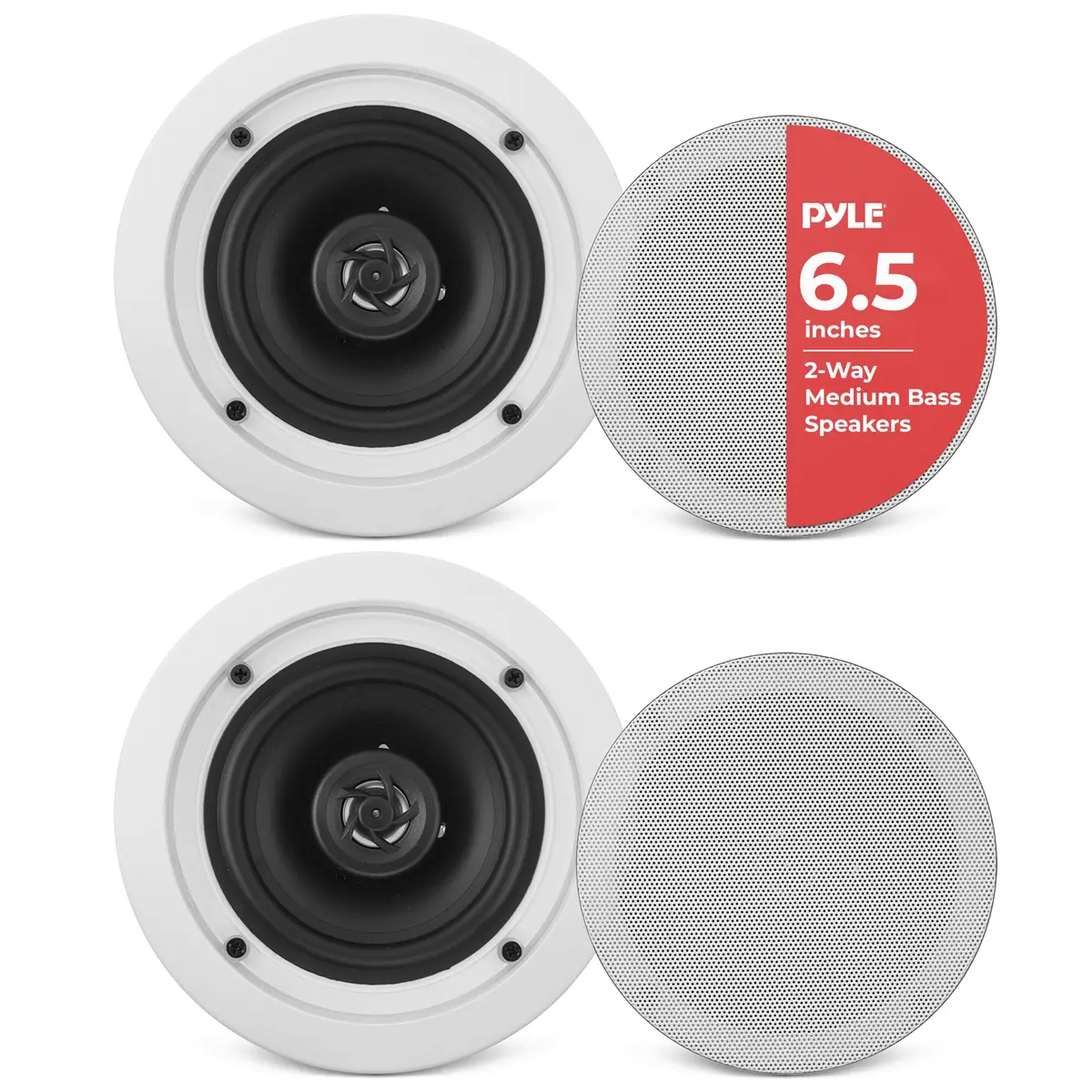 Pyle PDIC61RD 6.5-inch In-Wall/In-Ceiling Speakers - Pair of 2-Way 200W Peak Power | 70Hz-20kHz Frequency Response - main product image