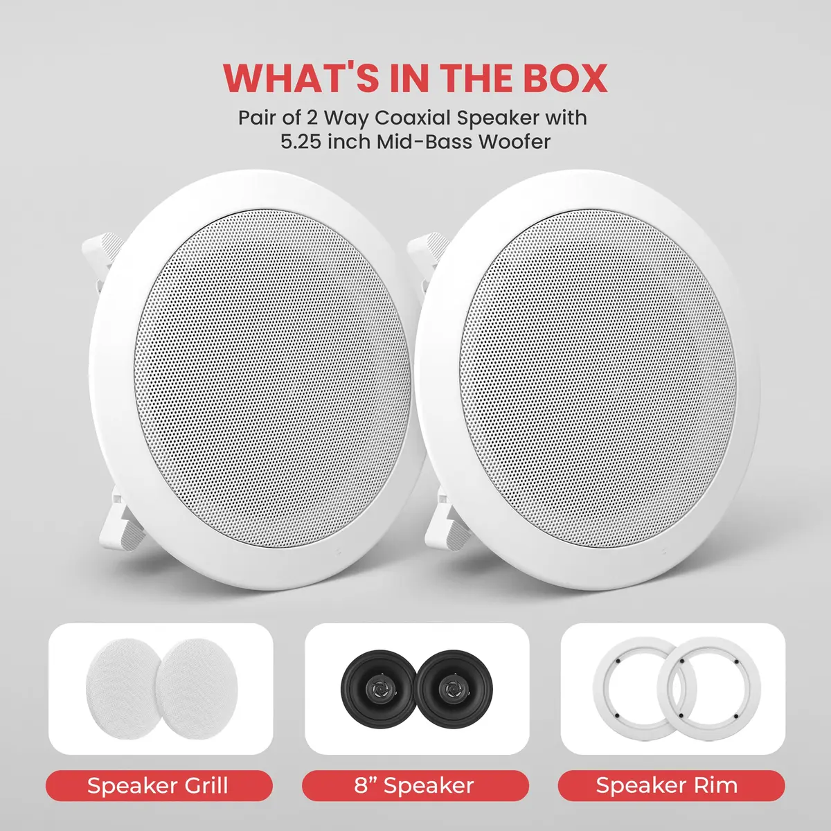 Pyle PDIC61RD 6.5-inch In-Wall/In-Ceiling Speakers - Pair of 2-Way 200W Peak Power | 70Hz-20kHz Frequency Response - view 8