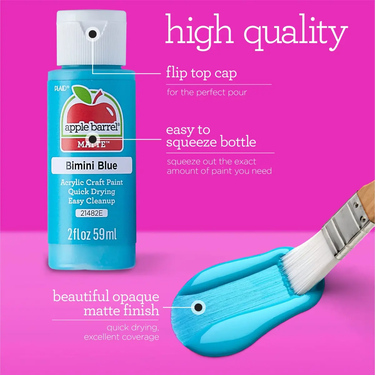 Apple Barrel Acrylic Paint, Neon Blue, 2 fl oz (59 ml) | Non-Toxic, Water-Based Craft Paint - view 5