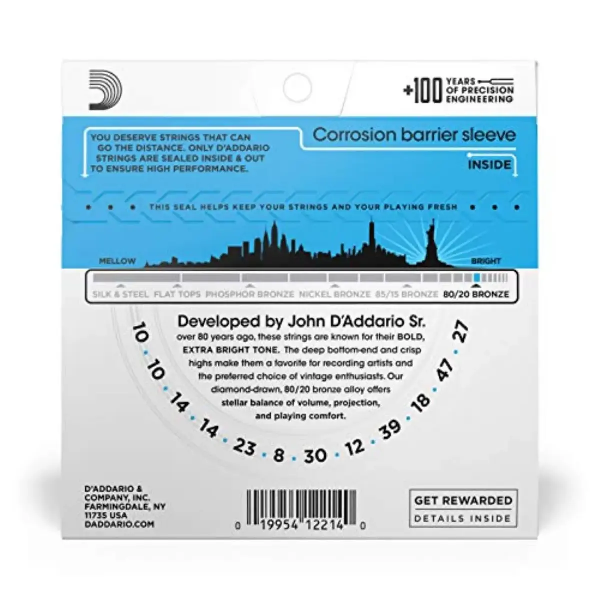 D'Addario EJ36 80/20 Bronze Acoustic Guitar Strings | Light Gauge 12-String Set - view 2