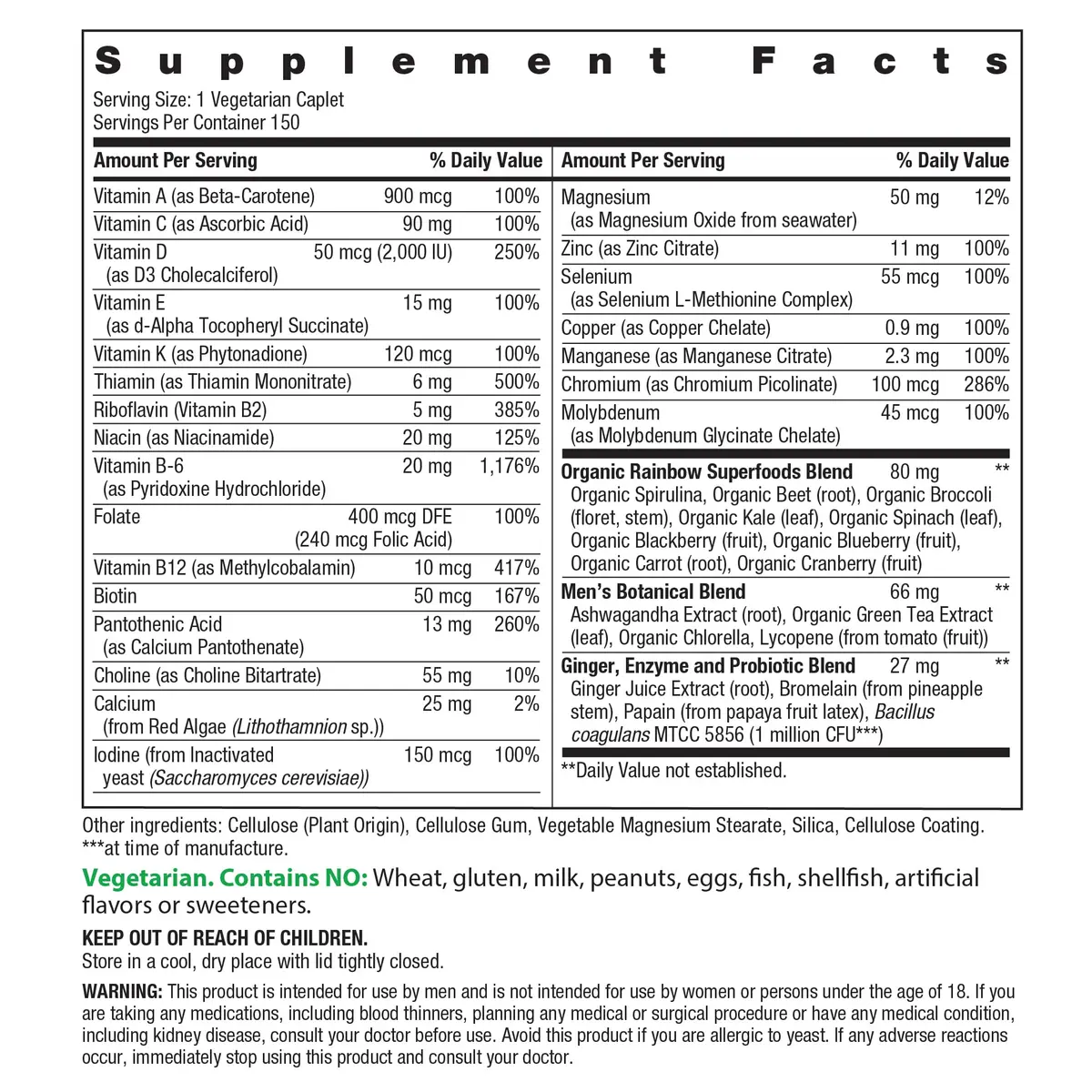 Rainbow Light Mens Multivitamin One + | 150 Caplets | Supports Energy & Vitality - view 2