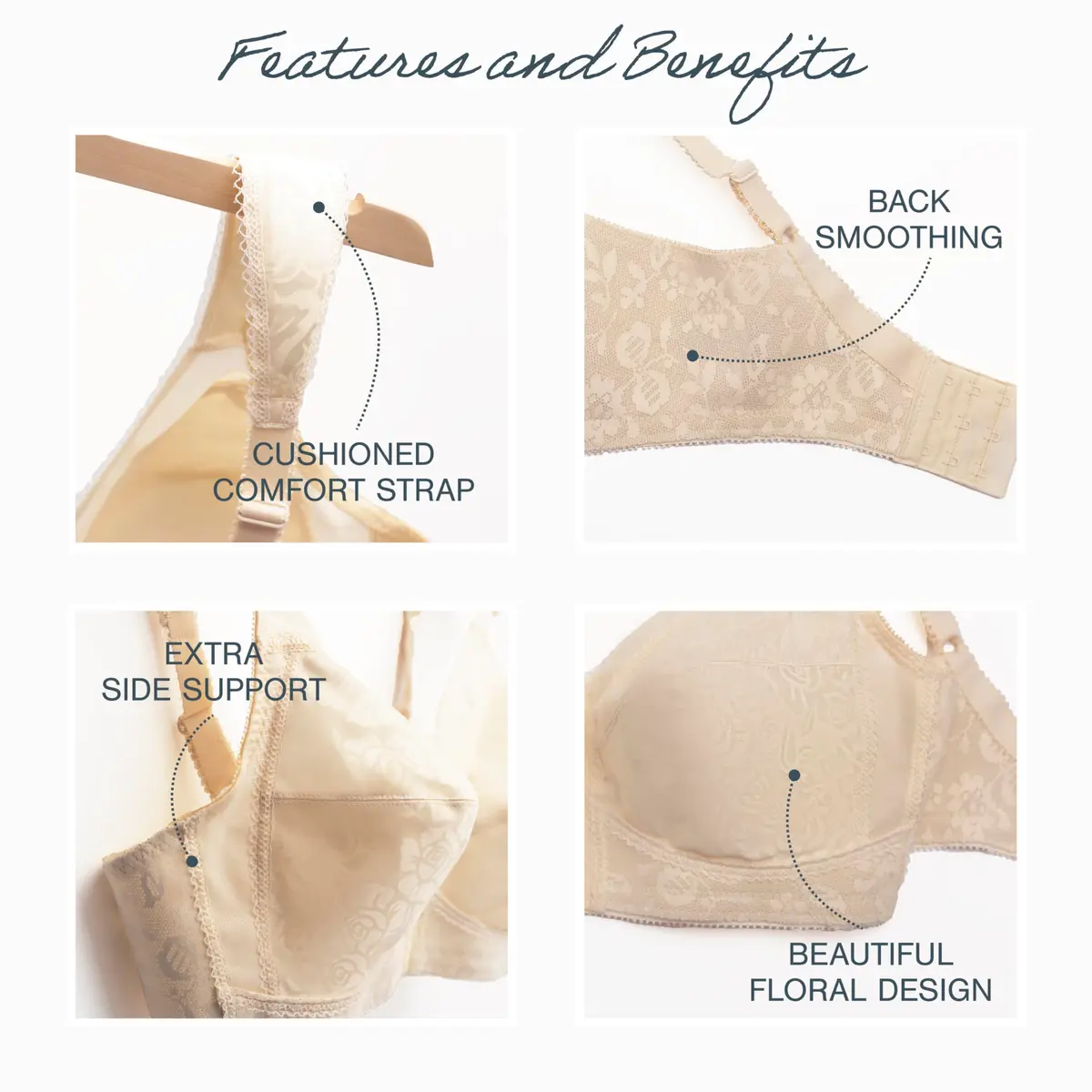 PLAYTEX Womens 18 Hour Comfort-strap Wireless Bra, Full-coverage With 4-way Trusupport, Single & 2-pack Bras, Natural Beige, 40D US - view 4