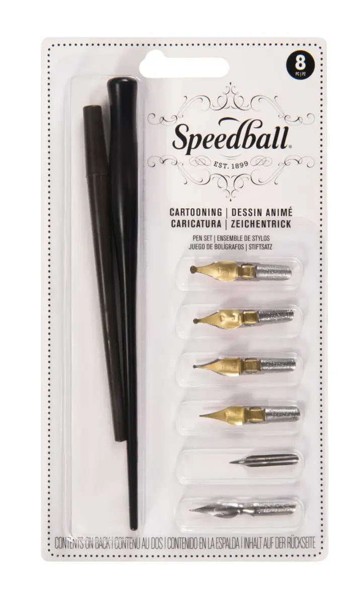 Speedball Cartooning Pen Set with B Style Nibs, Pen Points & Holders | Fine Line Drawing - main product image
