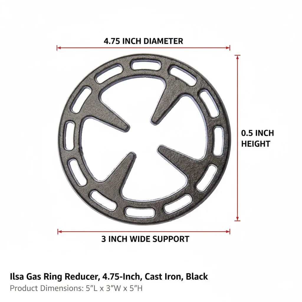 Ilsa Cast Iron Gas Stove Ring Reducer 12 cm (4.75 Inch) | Stabilizes Small Cookware on Gas Burners - view 2