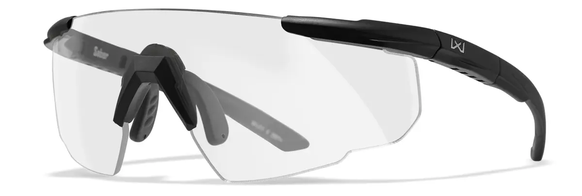 Wiley X Saber Advanced Tactical Safety Glasses | Impact-Resistant UV Protection, ANSI Z87.1+ (Matte Black, Clear Shields) - main product image