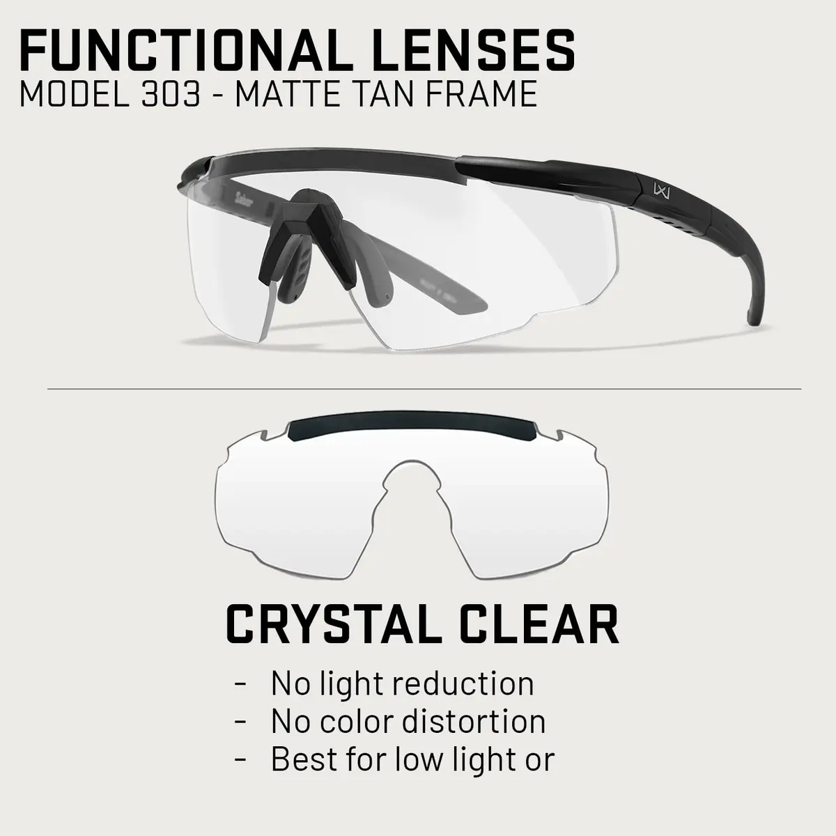 Wiley X Saber Advanced Tactical Safety Glasses | Impact-Resistant UV Protection, ANSI Z87.1+ (Matte Black, Clear Shields) - view 8