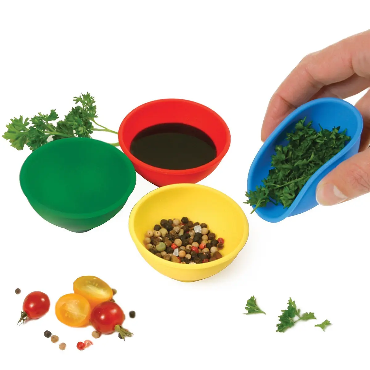 Norpro Silicone Mini Pinch Bowls Set of 4 | 50 ml, Modern, Multicolor, Dishwasher Safe - view 3