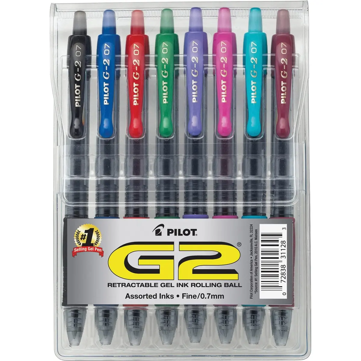 PILOT G2 Premium Gel Ink Pens, Fine Point 0.7mm, Multi-Color, 8 Count | Smooth, Refillable, Quick Drying - main product image