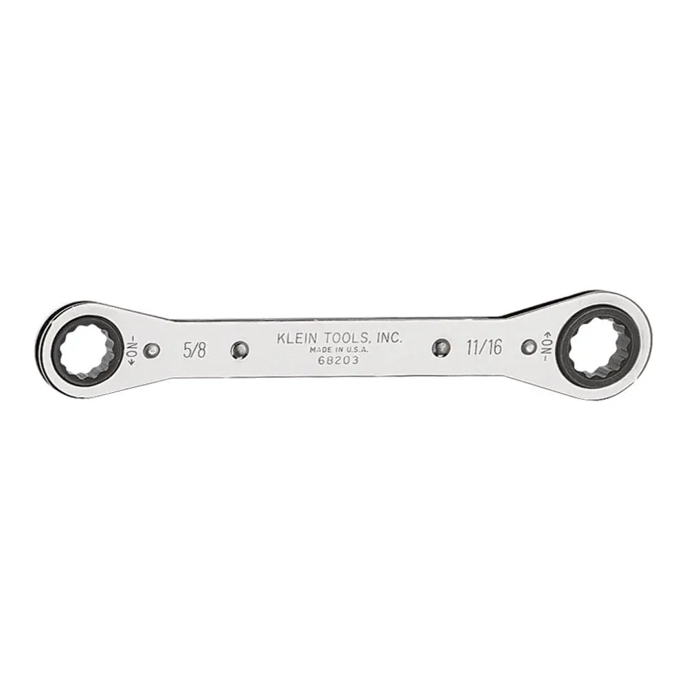 Klein Tools 68203 Standard Reverse Ratcheting Box Wrench 5/8-Inch x 11/16-Inch | Chrome-Plated Alloy Steel - main product image