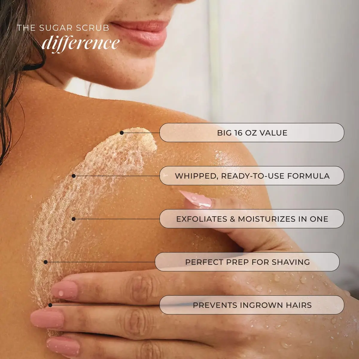 LALICIOUS Brown Sugar Vanilla Body Scrub 16oz | Gently Buffs & Moisturizes Sensitive Skin - view 2