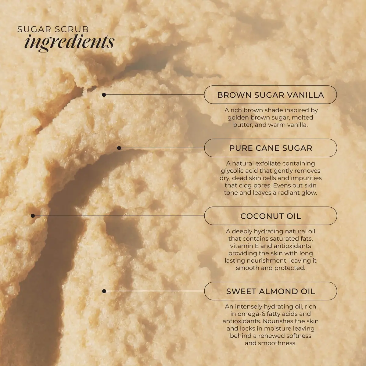 LALICIOUS Brown Sugar Vanilla Body Scrub 16oz | Gently Buffs & Moisturizes Sensitive Skin - view 4