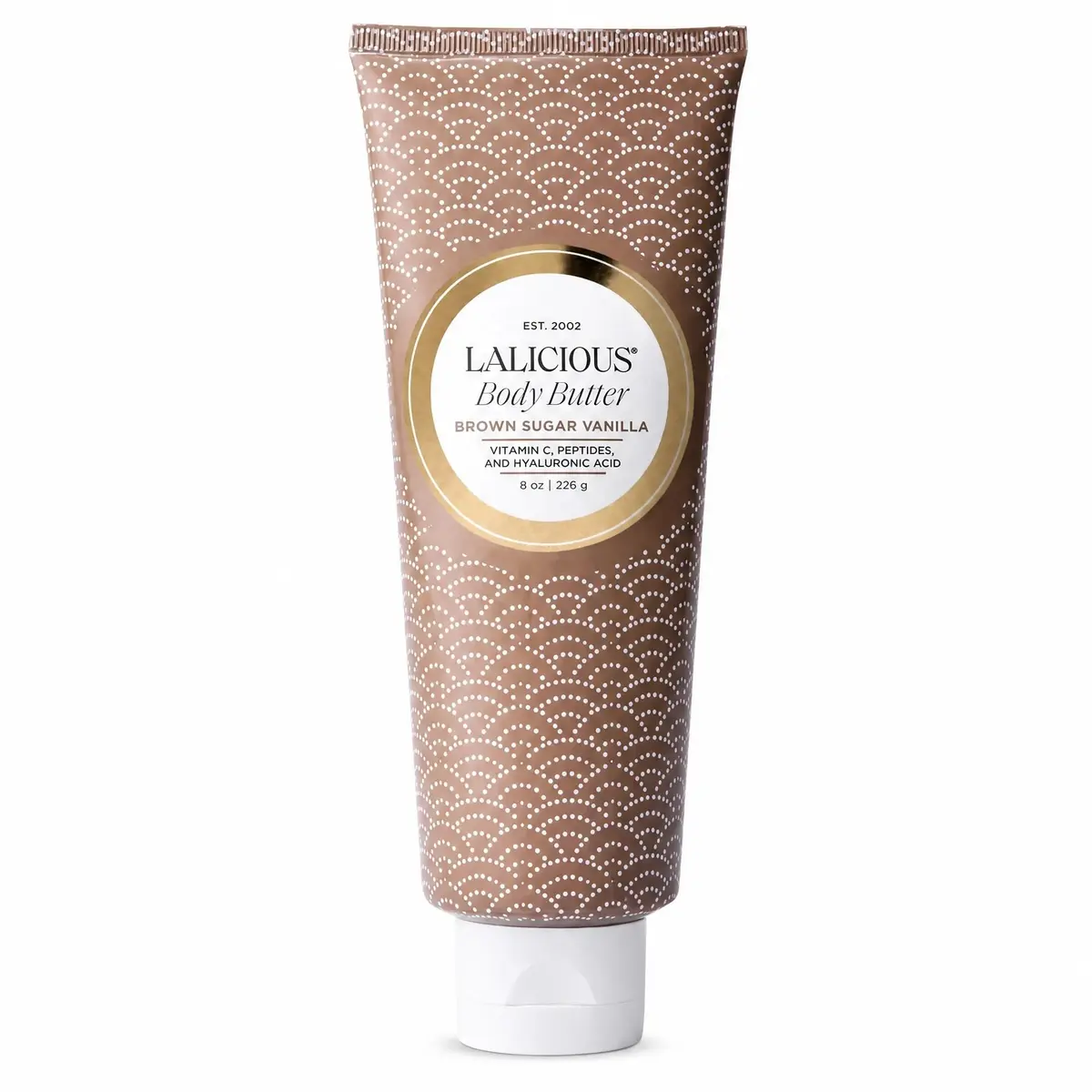 LALICIOUS Brown Sugar Vanilla Whipped Body Butter 8oz | Ultra-Hydrating Shea Butter Cream with Hyaluronic Acid, Vitamin C & Peptides | Deep Moisturizing Lotion for Dry Skin | Non-Greasy - main product image