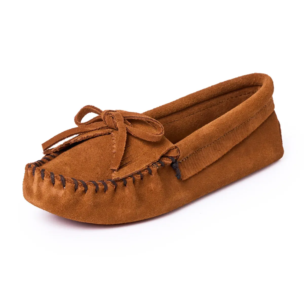 Minnetonka Kilty Suede Softsole Moccasin, 6 M US | Classic Women's Slippers with Fringed Style - main product image