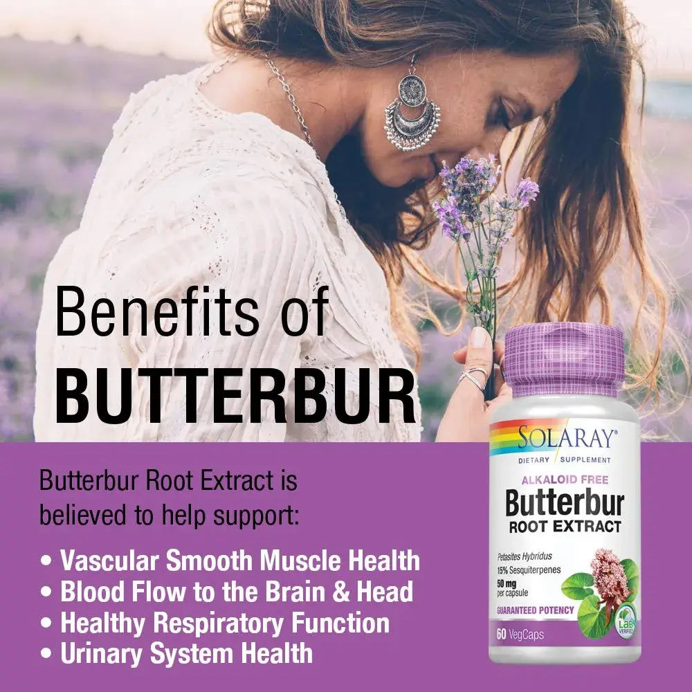 SOLARAY Butterbur Root Extract 50 mg Supplement | 60 Veg Caps for Vascular Smooth Muscle, Respiratory & Urinary Health - view 4
