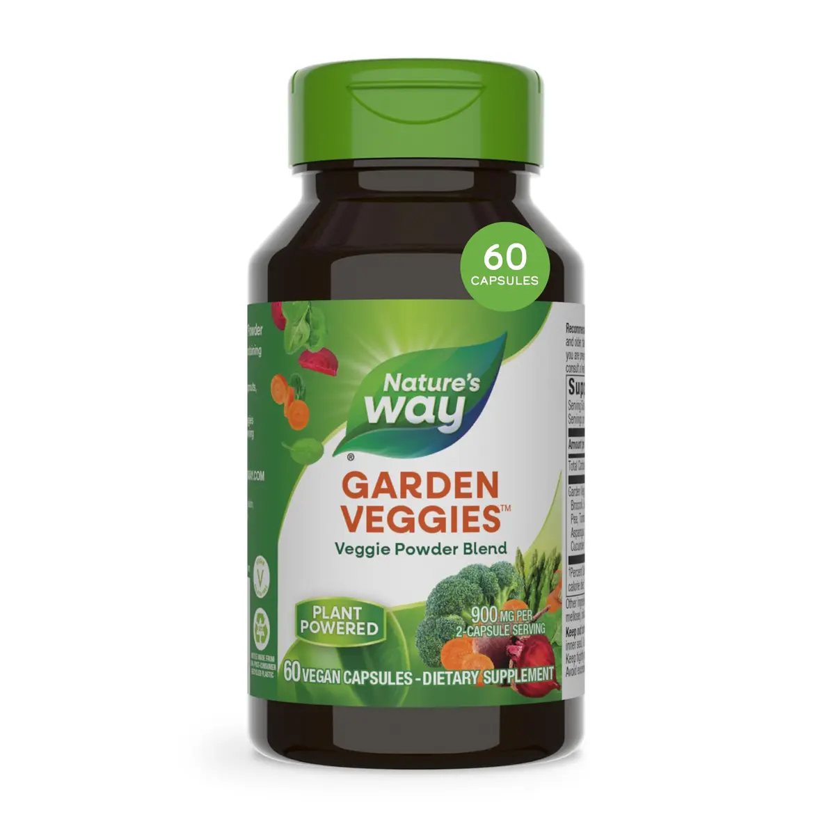 Nature's Way Garden Veggies, Vegetable Supplement, Superfood Blend, 60 ct | Plant-Based Vegetable Capsules for Daily Wellness - main product image