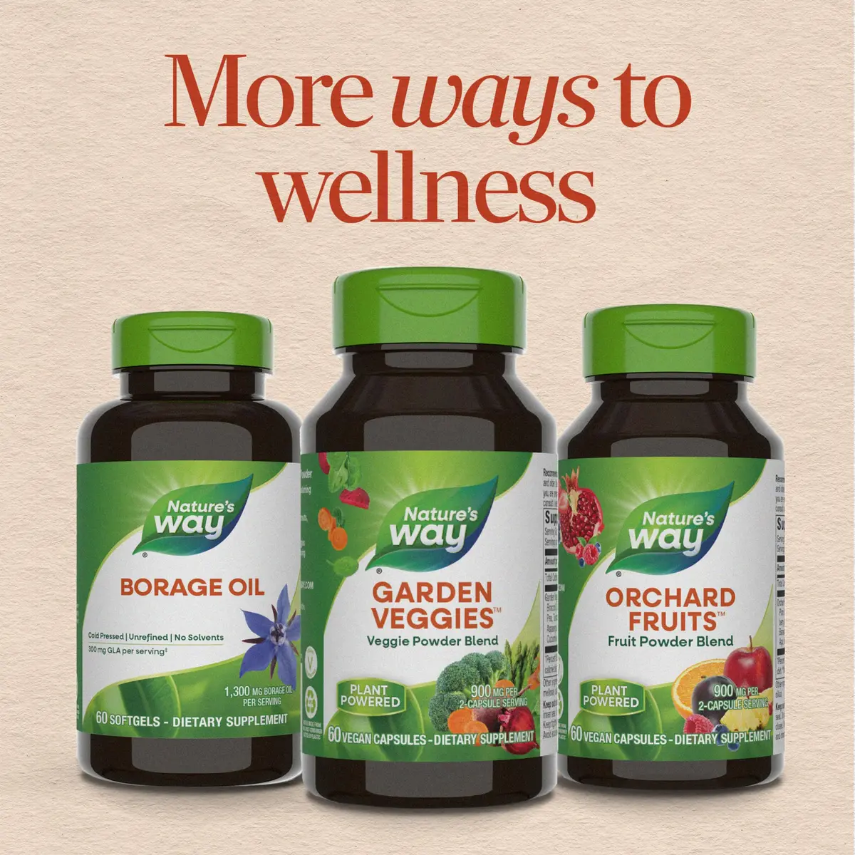 Nature's Way Garden Veggies, Vegetable Supplement, Superfood Blend, 60 ct | Plant-Based Vegetable Capsules for Daily Wellness - view 7